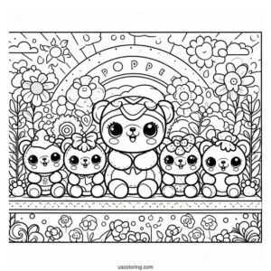 Poppy Playtime Coloring Page Of Display With Huggy Wuggies