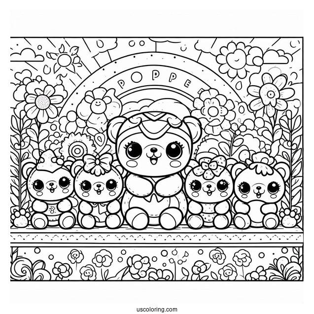 Poppy Playtime Coloring Page Of Display With Huggy Wuggies