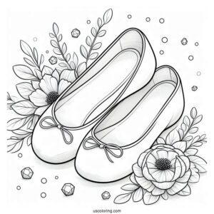 Girl_s Ballet Flats To Color For Preschoolers