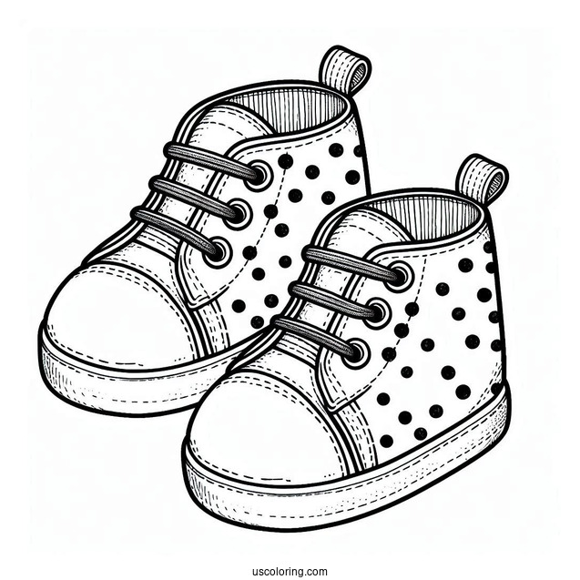 Polka Dots Toddler Shoes Coloring Page