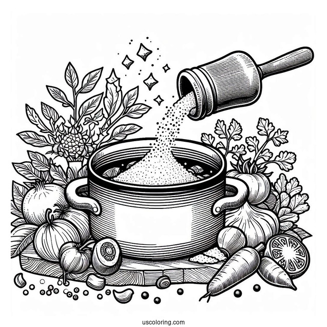 Ratatouille Coloring Page Adding Salt To A Pot For Kids
