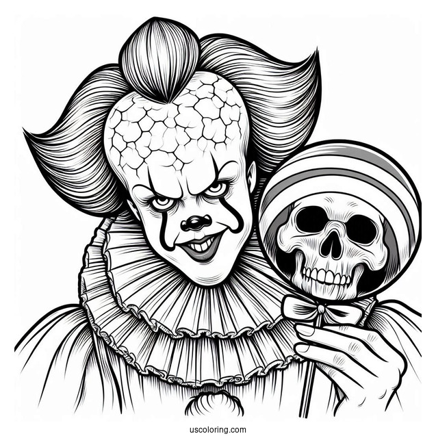 Pennywise Holding A Skull Lollipop Coloring Page