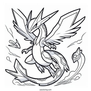 Mega Rayquaza Coloring Page In The Air