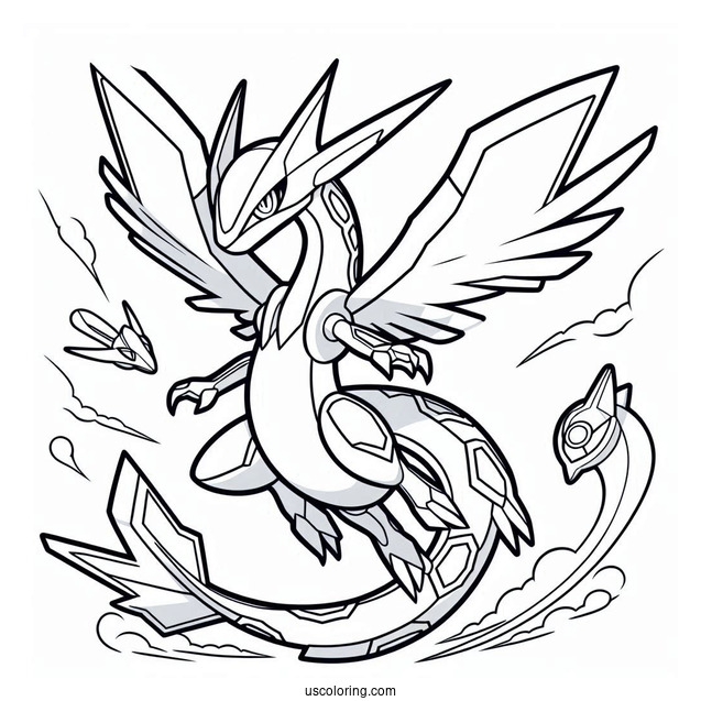 Mega Rayquaza Coloring Page In The Air