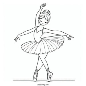 Ballerina Dancing Coloring Page