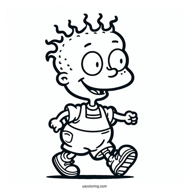 Rugrats Coloring Page Of Simple Stu Pickles Walking Outline