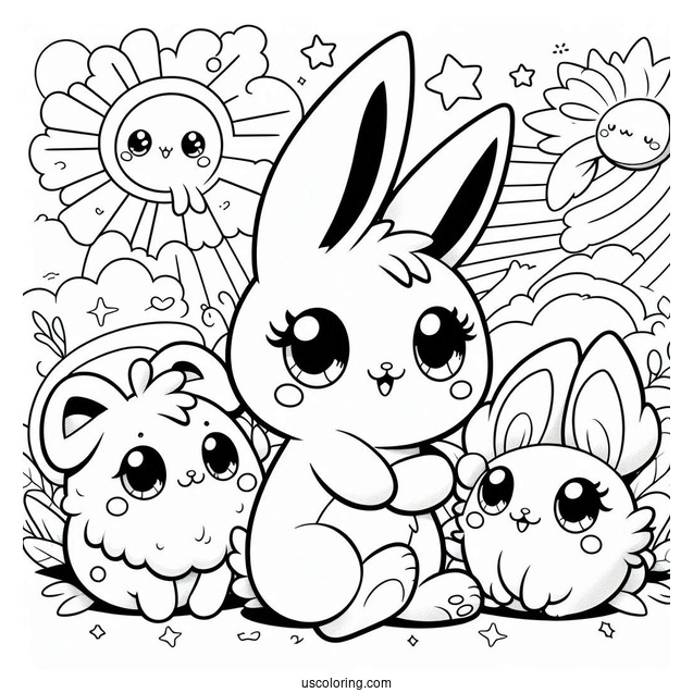 Sunny Bunnies Coloring Page Logo Big Boo, Turbo, Shiny, And Iris