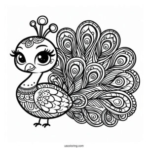 Cute Peacock Coloring In