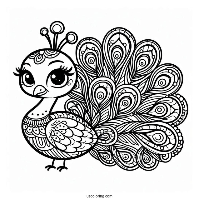 Cute Peacock Coloring In