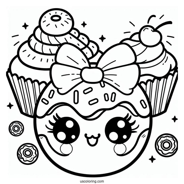 Mister Donut Coloring Page With Lady Cupcake