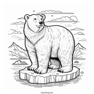 Adult Polar Bear On Piece Of Iceberg