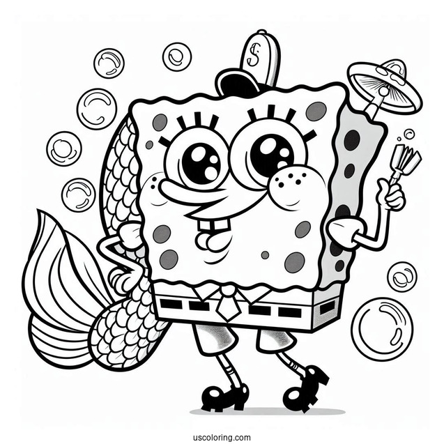 SpongeBob Coloring Page Of Sassy Bubble Bass For Kids