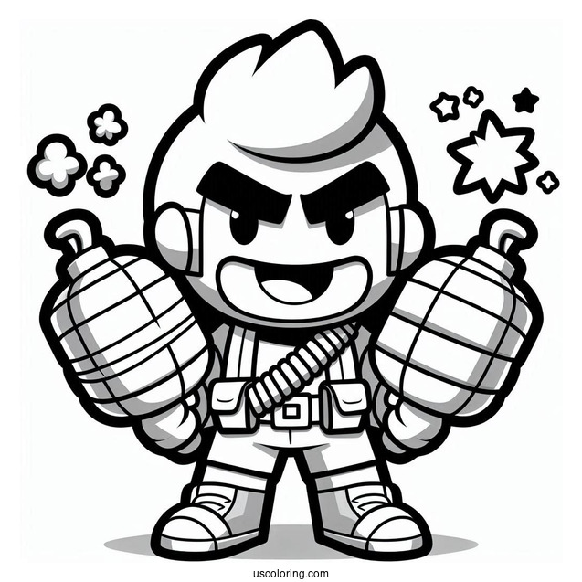 Brawl Stars Coloring Page Of Dynamike Holding Dynamites