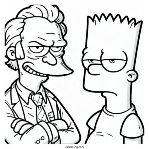 Simpsons Coloring Pages Of Combic Book Guy Jeff Albertson Frowning At Bart Simpson