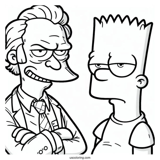 Simpsons Coloring Pages Of Combic Book Guy Jeff Albertson Frowning At Bart Simpson