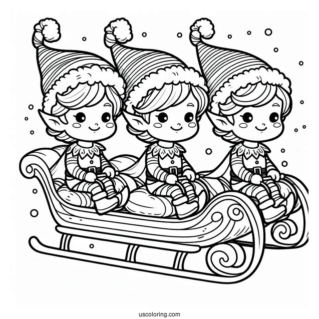 Three Elves Riding a Sleigh