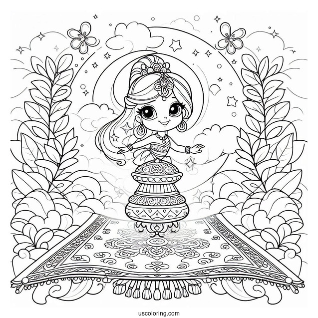 Shimmer And Shine Coloring Page Balancing On A Magic Carpet