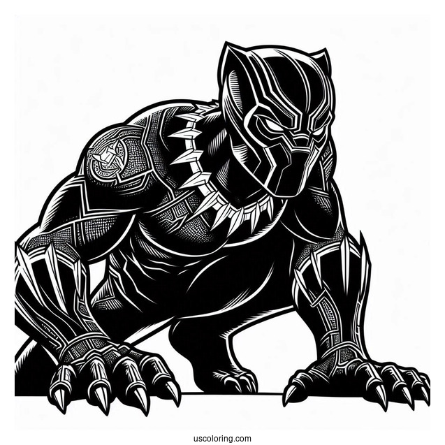Black Panther With The Avengers Coloring Page
