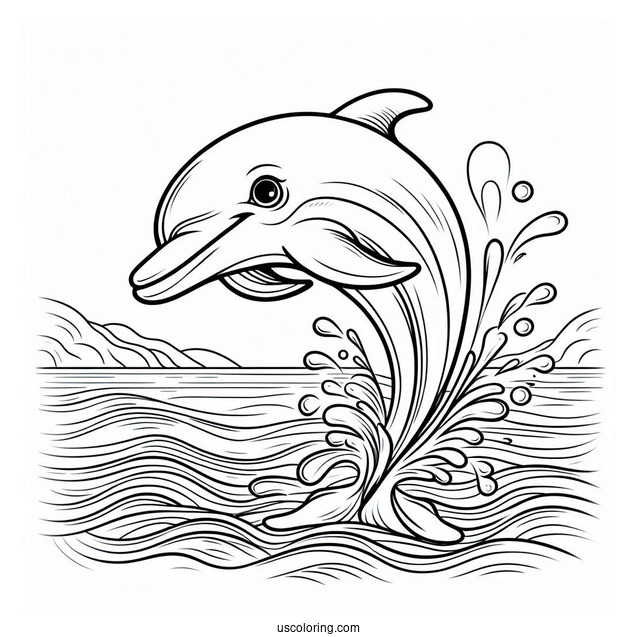 Dolphin Leaping Out Of Water To Color