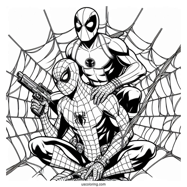 Coloring Page Of Spider Man And Deadpool