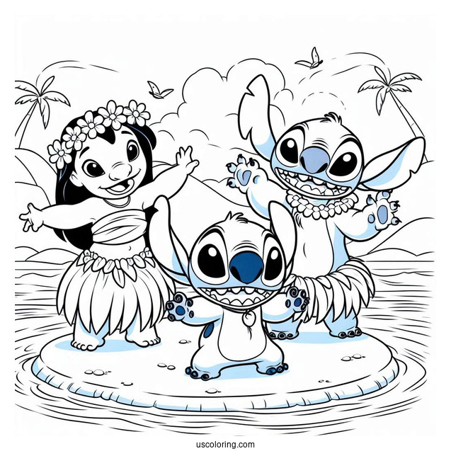 Lilo and Stitch With Friends Hula Dancing