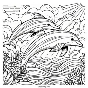 Two Striped Dolphins Swimming In Ocean