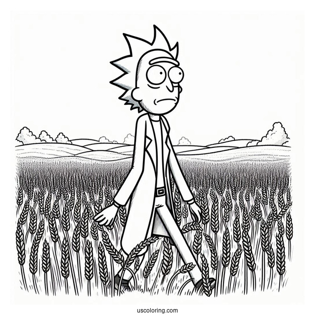 Rick Walking In Field Coloring Sheet