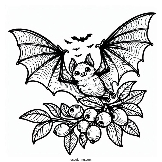 Fruit Bat Coloring Page Flying