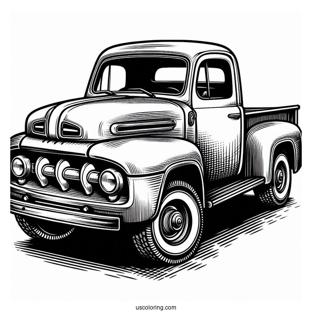Vintage Pick Up Truck Coloring Page