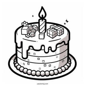 Easy Minecraft Cake Coloring Sheet