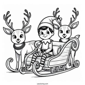 Elf On The Shelf With Reindeer And Sleigh