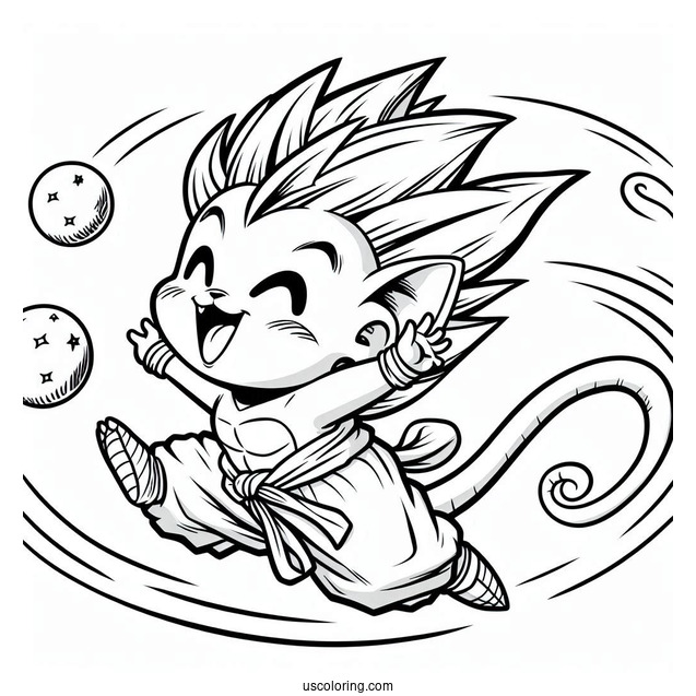 Happy Puar Jumping Dragon Ball Z Coloring Page For Kids