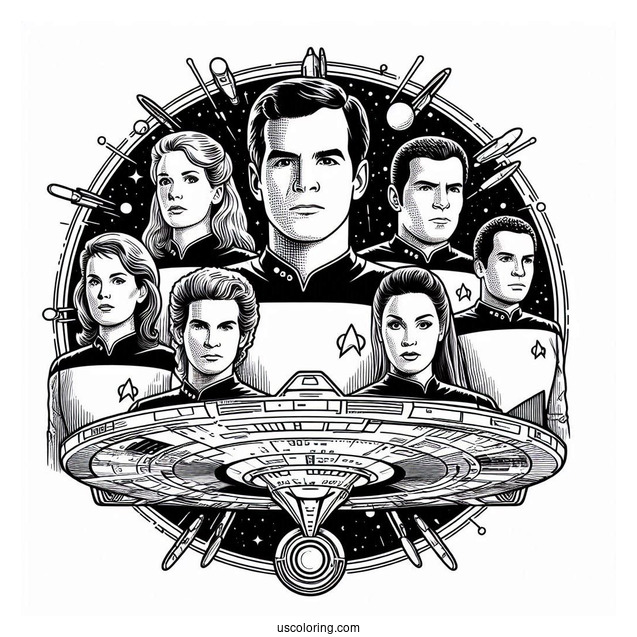 Star Trek Coloring Page Of Next Generation Poster Of Crew