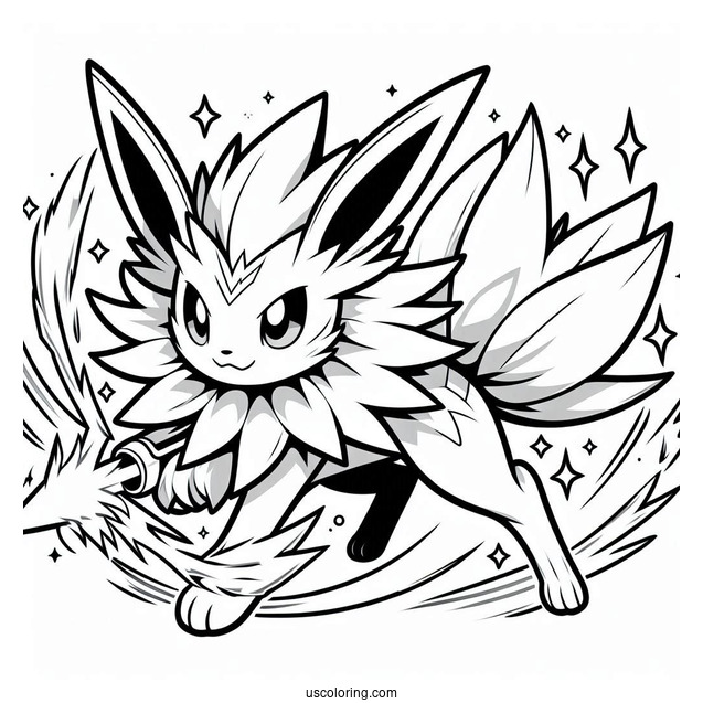 Jolteon Coloring Page In Battle Mode