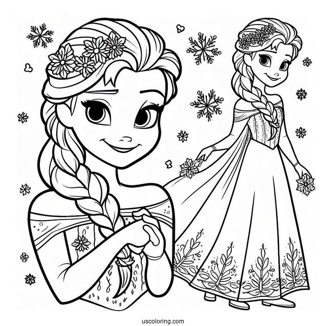 Easy Elsa Coloring Page For Kids