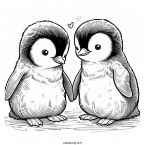 Two Australian Little Penguins Coloring In