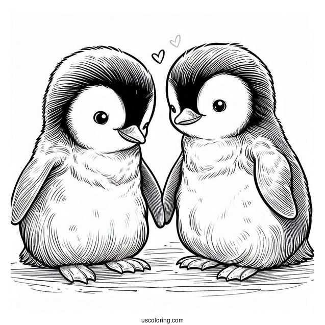 Two Australian Little Penguins Coloring In