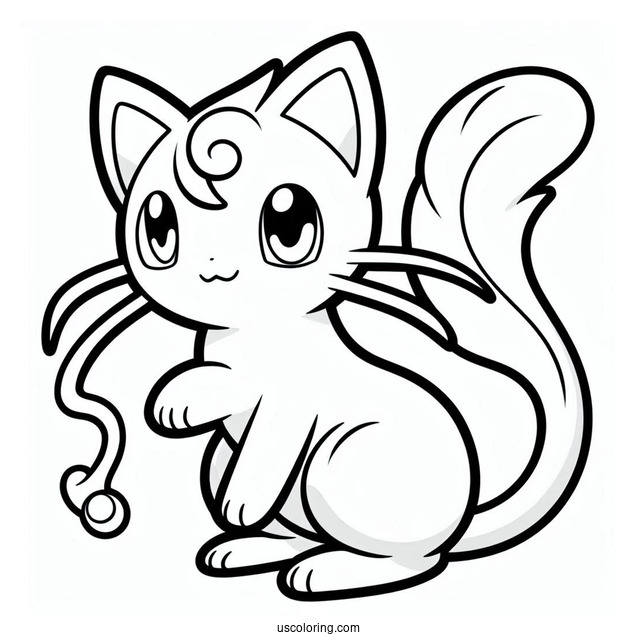 Simple Mega Mew Coloring Page Outline
