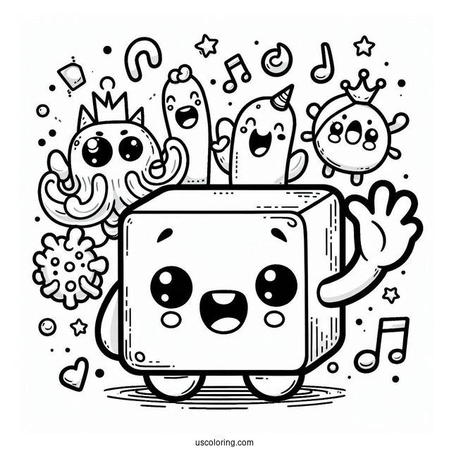 Kawaii Wubbox Waving My Singing Monsters Coloring Page