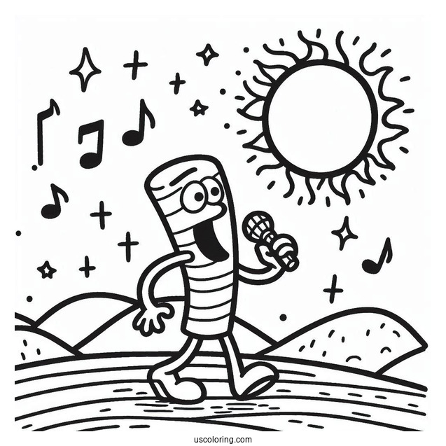 Sing Coloring Page Of Simple Eddie Noodleman Walking