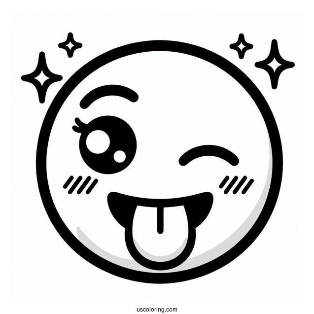 Winking Face With Tongue Emoji Coloring Page
