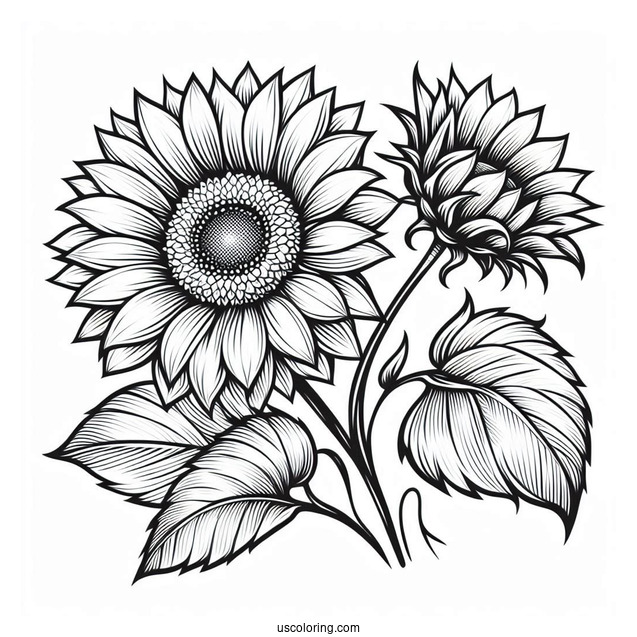 Outline Of Sunflower Coloring Sheet