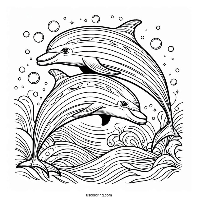 Two Striped Dolphins Swimming In Ocean