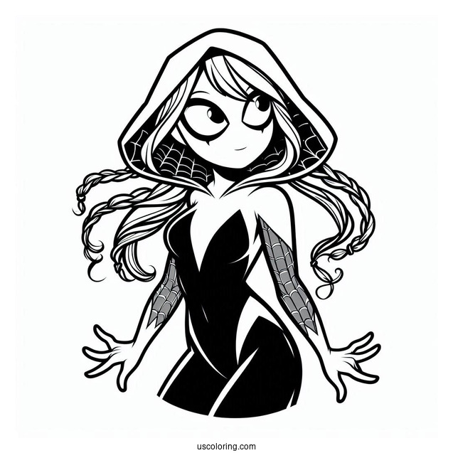 Easy Spider Gwen Coloring Page For Kids