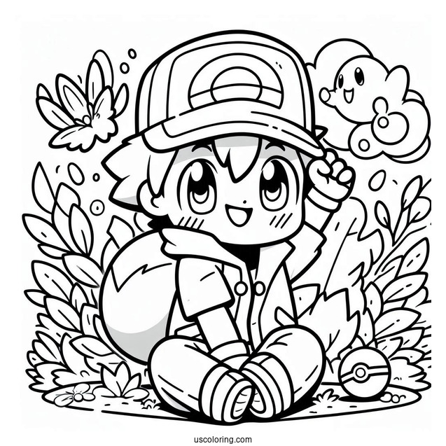 Coloring Page Of Ash From Pokemon