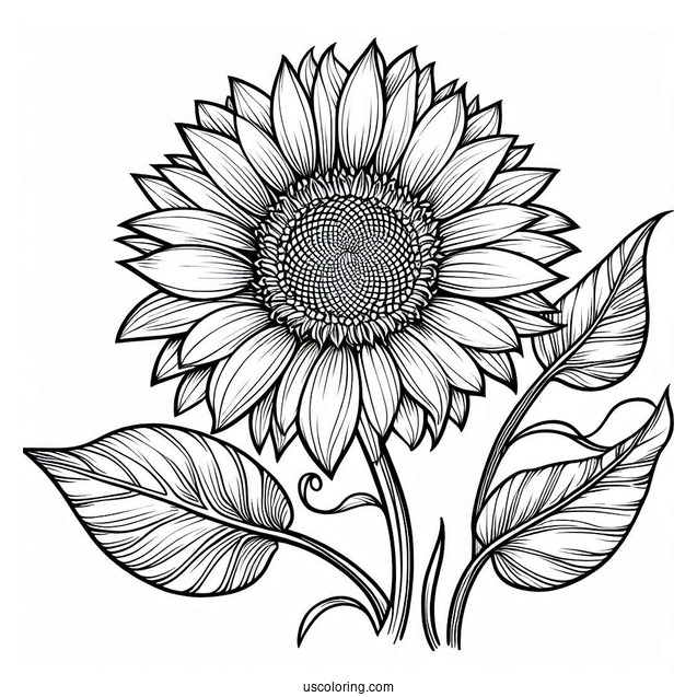 Outline Of Sunflower Coloring Sheet