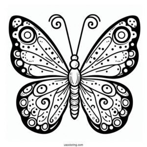 Easy Outline Of Butterfly With Spots On Wings