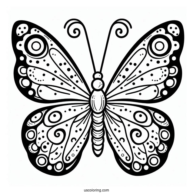 Easy Outline Of Butterfly With Spots On Wings