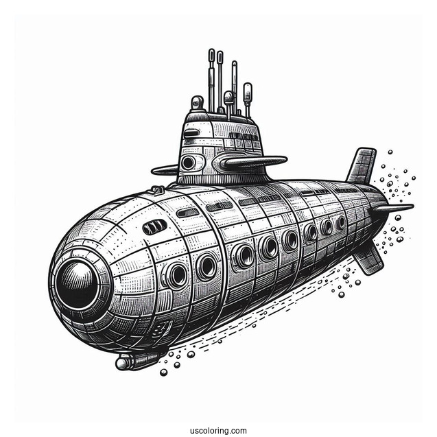 Detailed Submarine Coloring Page Sub Pods