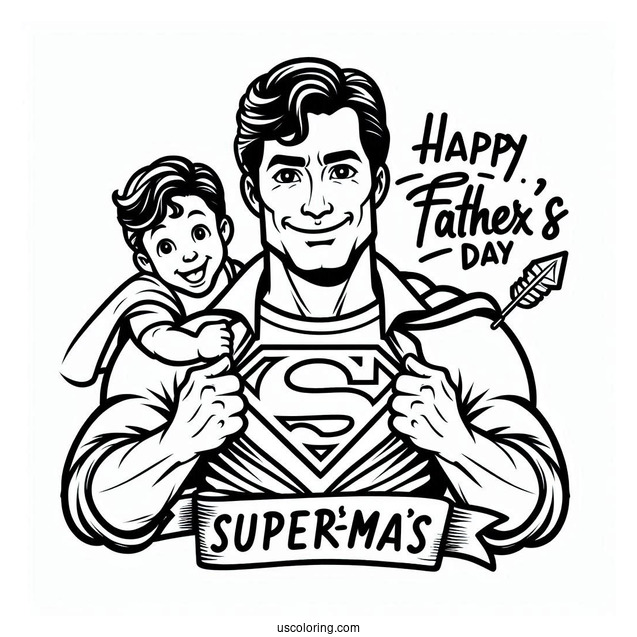 Mighty Superman With A Happy Father's Day Coloring Page Of Sign